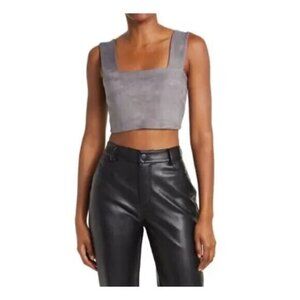 Susana Monaco Wide Strap Faux Suede Crop Top NWT